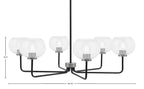 Sandia Six Light Chandelier in Matte Black & Graphite with Clear Bubble Shade