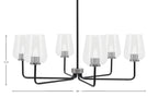 Sandia Six Light Chandelier in Matte Black & Graphite with Clear Bubble Shade