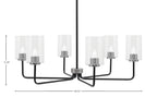 Sandia Six Light Chandelier in Matte Black & Graphite with Clear Bubble Shade