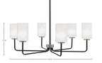 Sandia Six Light Chandelier in Matte Black & Graphite with White Marble Shade
