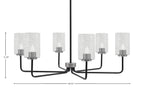 Sandia Six Light Chandelier in Matte Black & Graphite with Smoke Bubble Shade