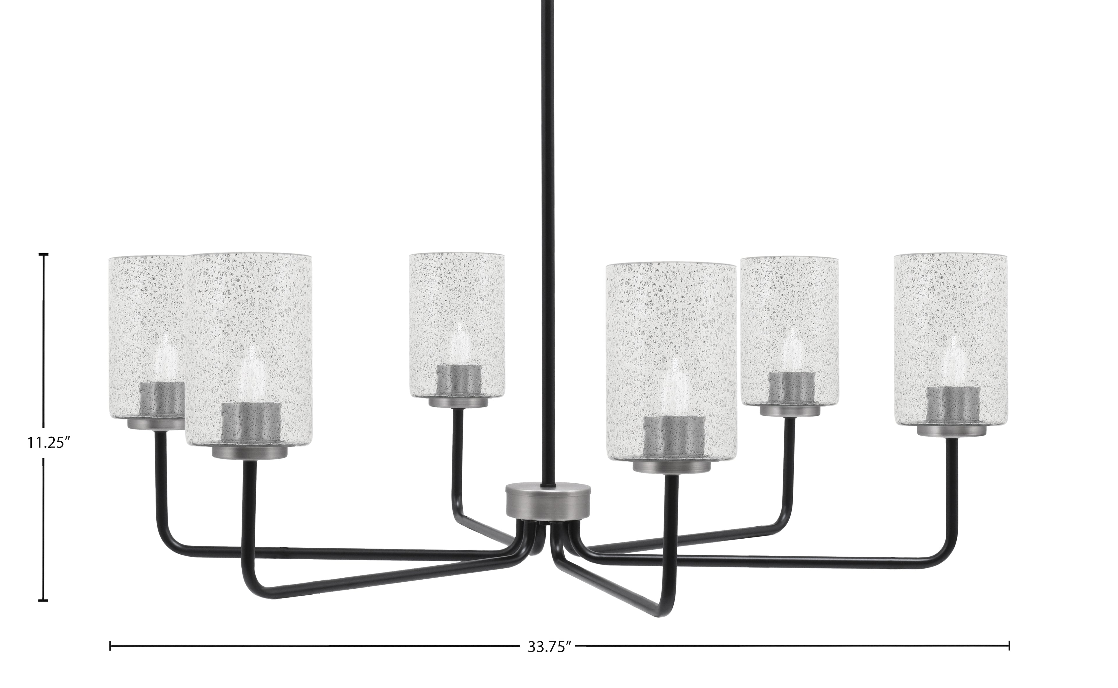Sandia Six Light Chandelier in Matte Black & Graphite with Smoke Bubble Shade