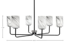 Sandia Six Light Chandelier in Matte Black & Graphite with Onyx Swirl Shade