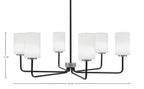 Sandia Six Light Chandelier in Matte Black & Graphite with White Muslin Shade