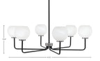 Sandia Six Light Chandelier in Matte Black & Graphite with White Marble Shade