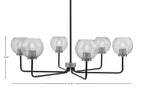 Sandia Six Light Chandelier in Matte Black & Graphite with Smoke Bubble Shade