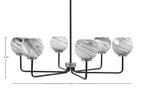 Sandia Six Light Chandelier in Matte Black & Graphite with Onyx Swirl Shade
