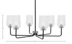 Sandia Six Light Chandelier in Matte Black & Graphite with Clear Textured Shade