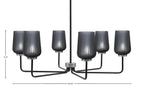 Sandia Six Light Chandelier in Matte Black & Graphite with Smoke Texture Shade
