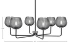Sandia Six Light Chandelier in Matte Black & Graphite with Smoke Textured Shade