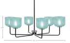 Sandia Six Light Chandelier in Matte Black & Graphite with Turquoise Textured Shade