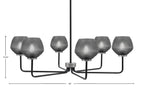 Sandia Six Light Chandelier in Matte Black & Graphite with Smoke Textured Shade