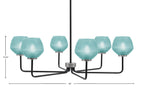 Sandia Six Light Chandelier in Matte Black & Graphite with Turquoise Textured Shade