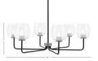 Sandia Six Light Chandelier in Matte Black & Graphite with Clear Bubble Shade