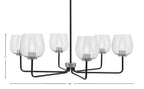 Sandia Six Light Chandelier in Matte Black & Graphite with Smoke Bubble Shade