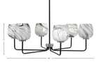Sandia Six Light Chandelier in Matte Black & Graphite with Onyx Swirl Shade