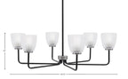 Sandia Six Light Chandelier in Matte Black & Graphite with Clear Ribbed Shade