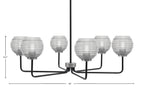 Sandia Six Light Chandelier in Matte Black & Graphite with Clear Ribbed Shade