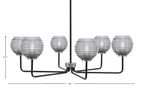 Sandia Six Light Chandelier in Matte Black & Graphite with Smoke Ribbed Shade