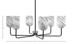 Sandia Six Light Chandelier in Matte Black & Graphite with Onyx Swirl Shade