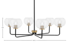 Sandia Six Light Chandelier in Matte Black & New Age Brass with Clear Bubble Shade