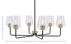 Sandia Six Light Chandelier in Matte Black & New Age Brass with Clear Bubble Shade