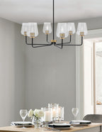Sandia Six Light Chandelier in Matte Black & New Age Brass with Clear Bubble Shade