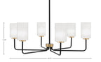 Sandia Six Light Chandelier in Matte Black & New Age Brass with White Marble Shade