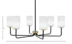 Sandia Six Light Chandelier in Matte Black & New Age Brass with White Muslin Shade