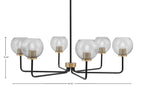 Sandia Six Light Chandelier in Matte Black & New Age Brass with Smoke Bubble Shade