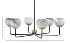 Sandia Six Light Chandelier in Matte Black & New Age Brass with Onyx Swirl Shade
