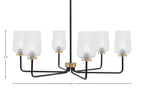 Sandia Six Light Chandelier in Matte Black & New Age Brass with Clear Textured Shade