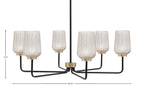 Sandia Six Light Chandelier in Matte Black & New Age Brass with Silver Textured Shade
