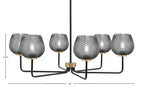 Sandia Six Light Chandelier in Matte Black & New Age Brass with Smoke Textured Shade