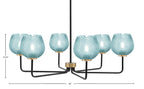 Sandia Six Light Chandelier in Matte Black & New Age Brass with Turquoise Textured Shade