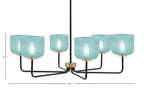 Sandia Six Light Chandelier in Matte Black & New Age Brass with Turquoise Textured Shade