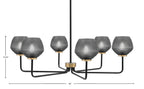 Sandia Six Light Chandelier in Matte Black & New Age Brass with Smoke Textured Shade