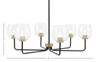 Sandia Six Light Chandelier in Matte Black & New Age Brass with Clear Bubble Shade