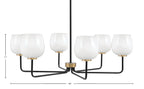 Sandia Six Light Chandelier in Matte Black & New Age Brass with White Marble Shade