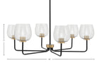 Sandia Six Light Chandelier in Matte Black & New Age Brass with Smoke Bubble Shade