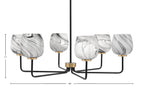 Sandia Six Light Chandelier in Matte Black & New Age Brass with Onyx Swirl Shade