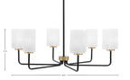 Sandia Six Light Chandelier in Matte Black & New Age Brass with White Marble Shade