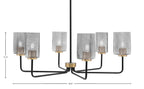 Sandia Six Light Chandelier in Matte Black & New Age Brass with Smoke Bubble Shade