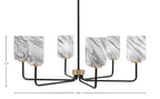 Sandia Six Light Chandelier in Matte Black & New Age Brass with Onyx Swirl Shade