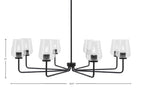 Sandia Eight Light Chandelier in Matte Black with Clear Bubble Shade