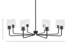 Sandia Eight Light Chandelier in Matte Black with Clear Bubble Shade
