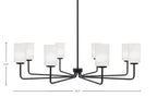 Sandia Eight Light Chandelier in Matte Black with White Marble Shade