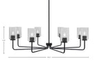 Sandia Eight Light Chandelier in Matte Black with Smoke Bubble Shade