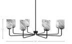 Sandia Eight Light Chandelier in Matte Black with Onyx Swirl Shade