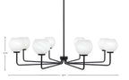 Sandia Eight Light Chandelier in Matte Black with White Marble Shade